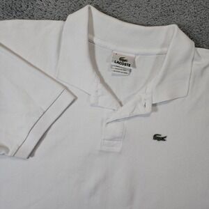 Lacoste Polo Shirt Mens 2XL 7 White Short Sleeve Cotton Pique Croc Logo Preppy